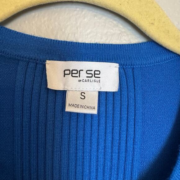 Per Se Cobalt Blue Zip Up Cardigan Sweater - Picture 4 of 8